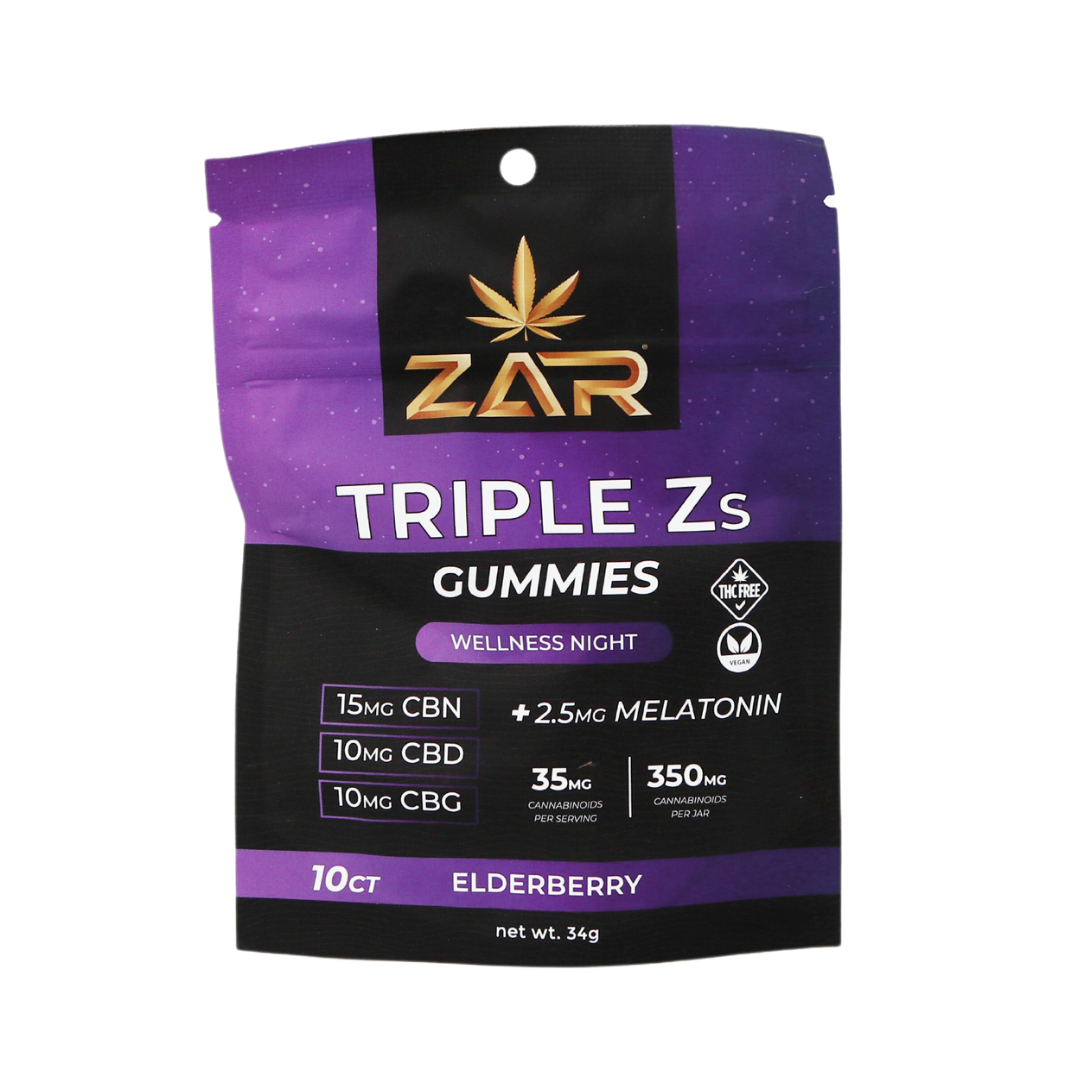 CBD CBN CBG + Melatonin Sleep Gummies (Night Time Aid) | ZAR Wellness